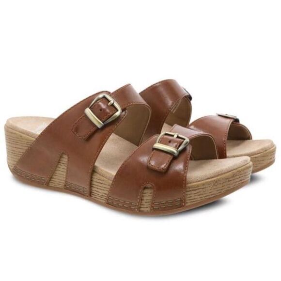 Dansko Leeann Sandal 41 Tan Burnished Leather‎ Slip On - Picture 1 of 10